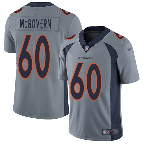 Men Denver Broncos #60 Connor McGovern Limited Silver Inverted Legend Football NFL Jersey